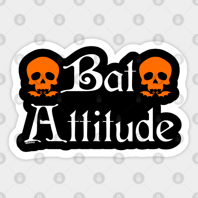 Bat Attitude (Orange Version) - Gothic Aesthetic - Sticker | TeePublic